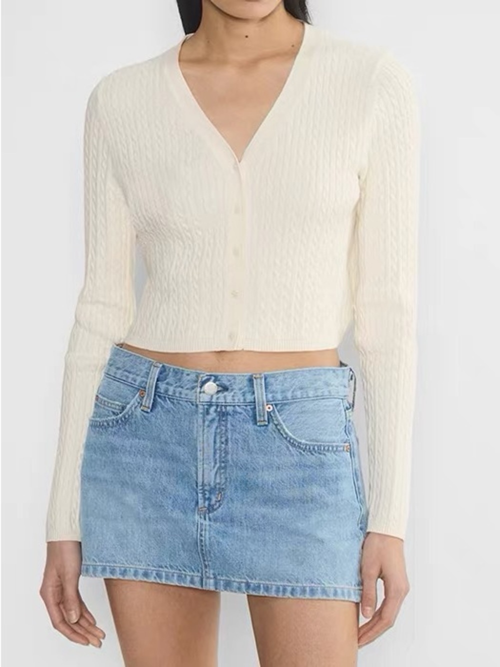 Sunday best Keaton Cream Cable Knit V-Neck Sweater